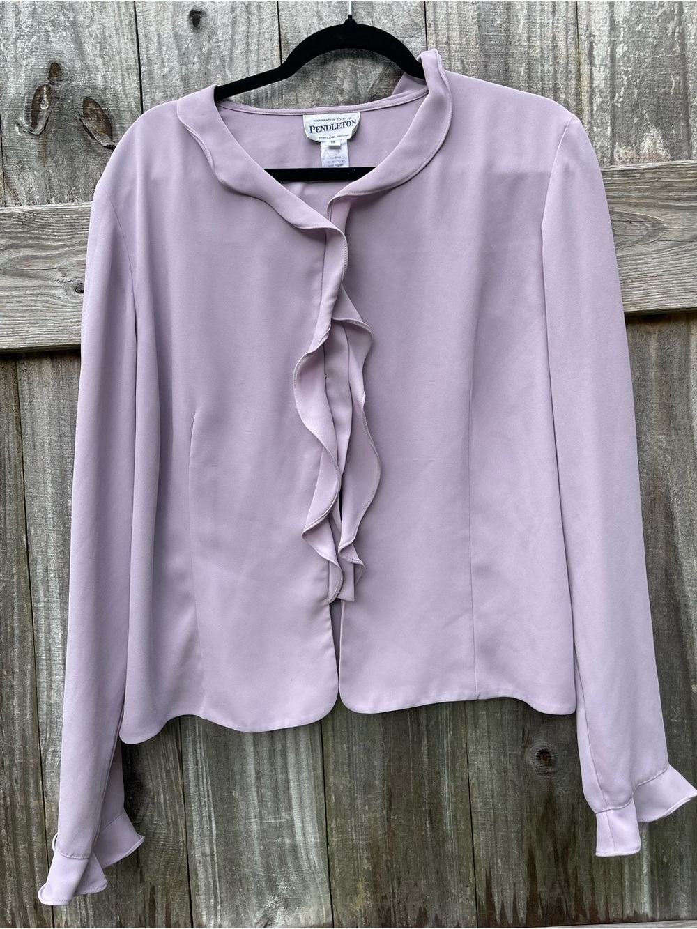 Pendleton Soft Lavender Ruffle-Front Blouse Sz 18